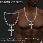 PENDANT ICED CROSS PLATINUM (men's)      -RYCA-