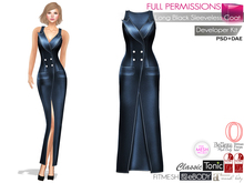 Obj,FBX,Dae,PSD and Texture Files Navy Sleveless Big Lapel Front Slit Buttoned Up Long Coat