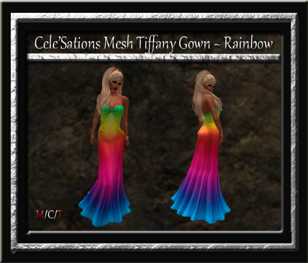 Cele'Sations Mesh Tiffany Gown ~ Rainbow Pk
