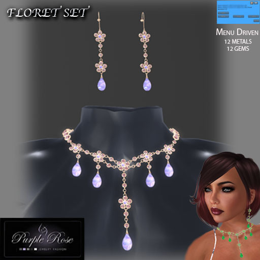 MP**PURPLE ROSE JEWELRY FLORET SET