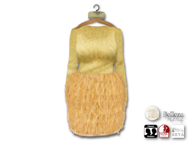 Second Life Marketplace - {amiable}Mesh Knit & Feather Fur Skirt Dress06