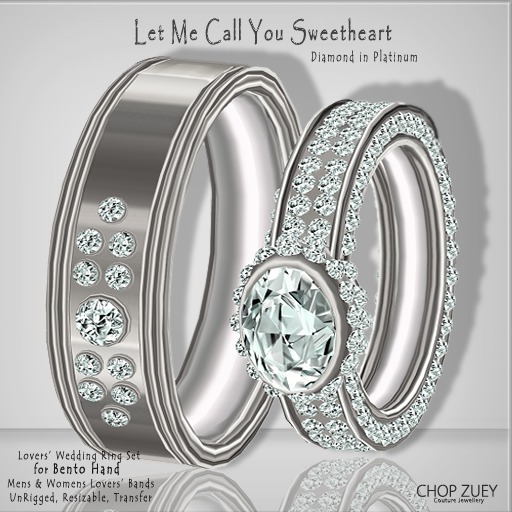CZB SweetHeart Plt Lovers/Wedding Bands