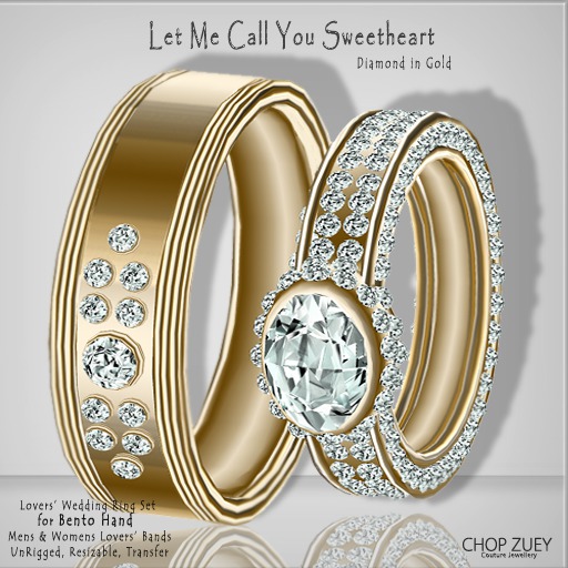 CZB SweetHeart Gld Lovers/Wedding Bands