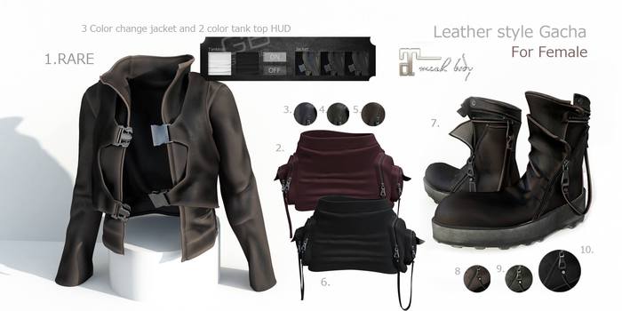 8.::GB:: Leather zip boots (Rigged) (Maitreya) Brown