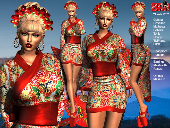 **LAULA RED VERSION GEISHA STYLE COMPLET OUTFIT **