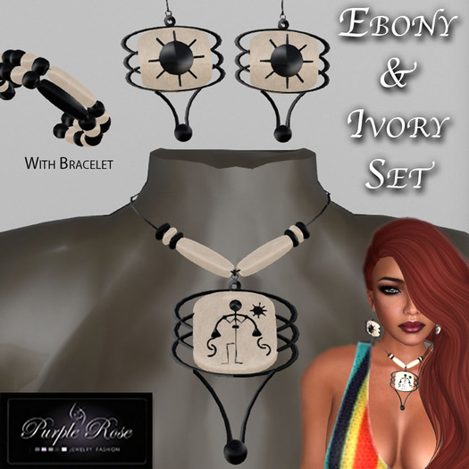MP**PR JEWELRY IVORY & ONYX AFRICAN SET