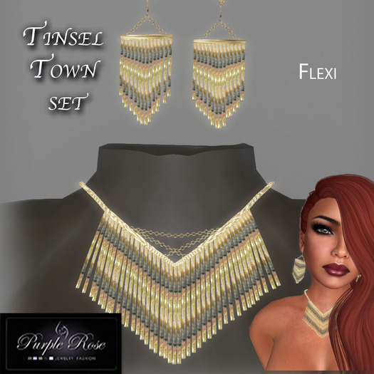 MP**PURPLE ROSE JEWELRY TINSEL TOWN TRI GOLD