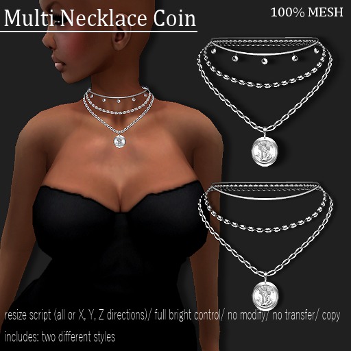 Necklace Multi Coin Platinum    -RYCA-