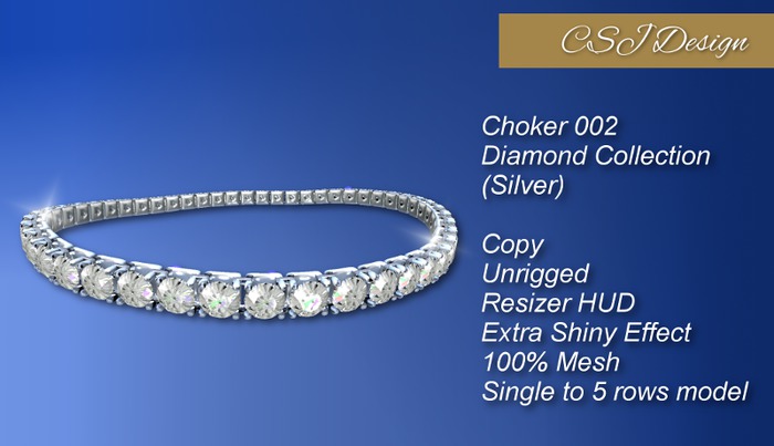 CSJ Diamond Collection Choker 002 Silver