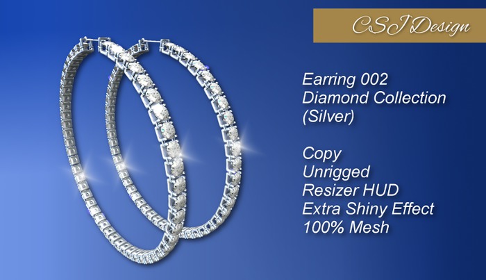 CSJ Diamond Collection Earring 002 Silver