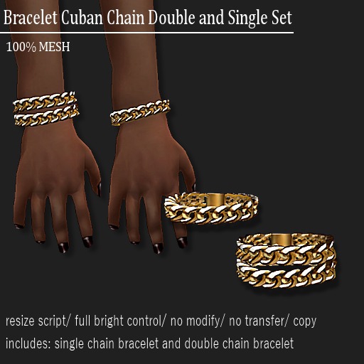 [DEMO] Bracelet Cuban Chain Set Gold (F)    -RYCA-