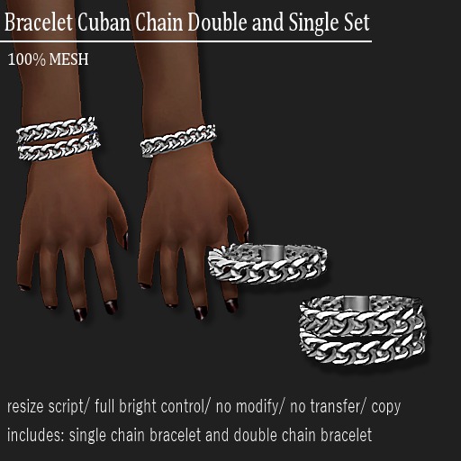 Bracelet Cuban Chain Set Platinum (F) -RYCA-
