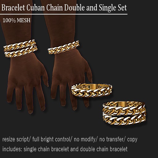 Bracelet Cuban Chain Set Gold (M)    -RYCA-