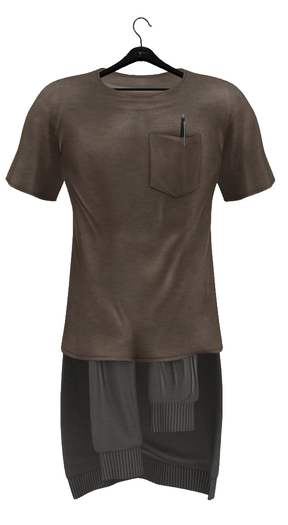 fame homme: Shirt SweaterSet - Brown