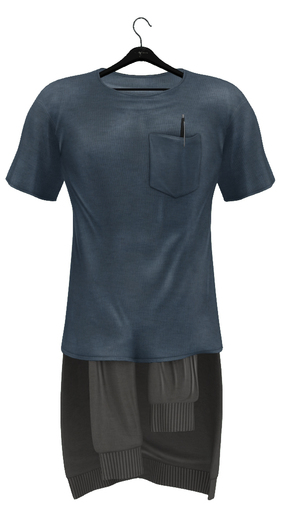 fame homme: Shirt SweaterSet - Dark blue