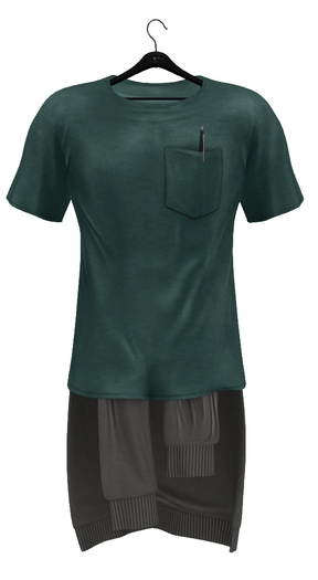 fame homme: Shirt SweaterSet - Dark Green