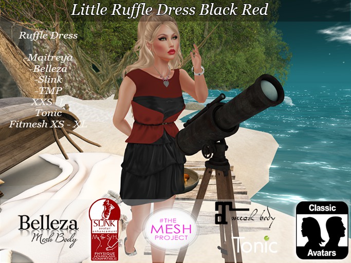 Littlle Ruffle Dress Black Red - Bagged