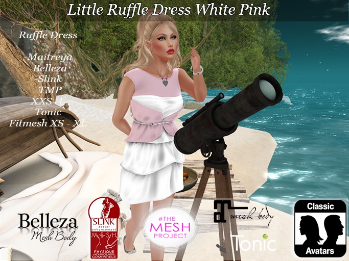 Little Ruffle Dress White Pink - Bagged