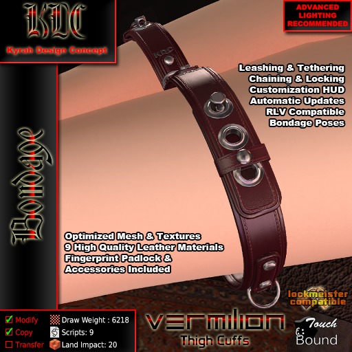 KDC Vermilion thigh cuffs