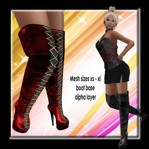 Sasha Mesh Lace Up Thigh Boots scarlet - gold