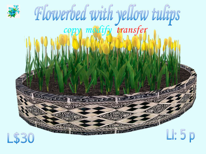Flowerbed with yellow tulips