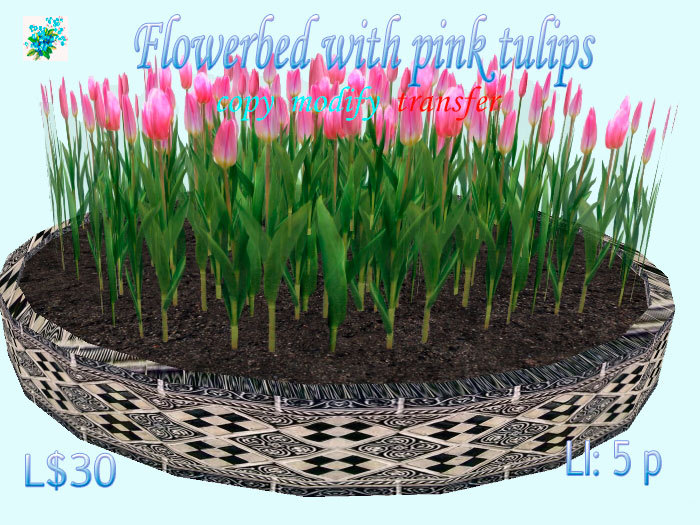 Flowerbed with pink tulips