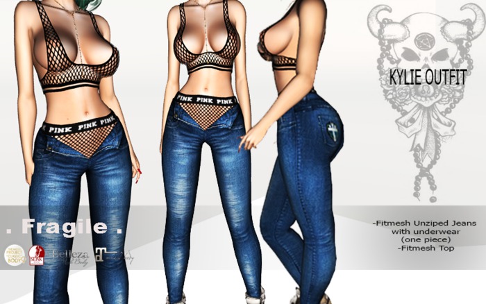 .Fragile. *GIFT* Kylie Outfit gun girl PANT+TOP+PANTIE (add me)