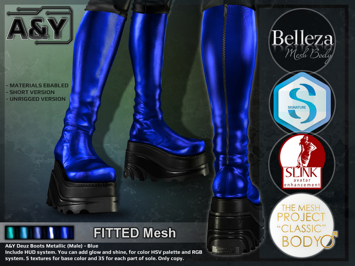 A&Y Deuz Boots Metallic (Male) - Blue