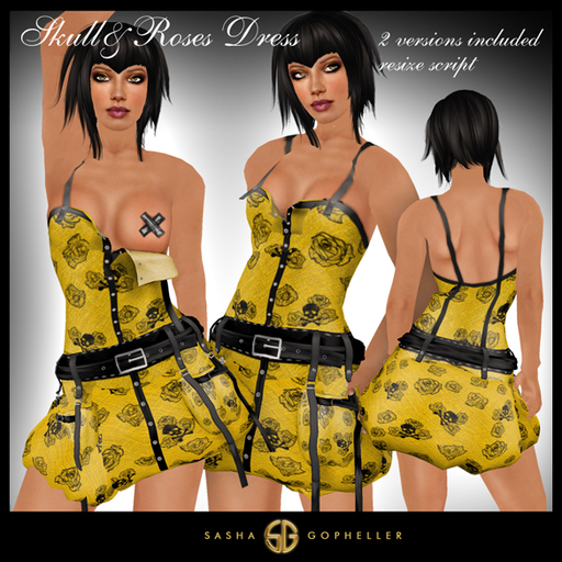 -SG- Skull & Roses Dress Yellow