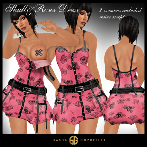 -SG- Skull & Roses Dress Pink