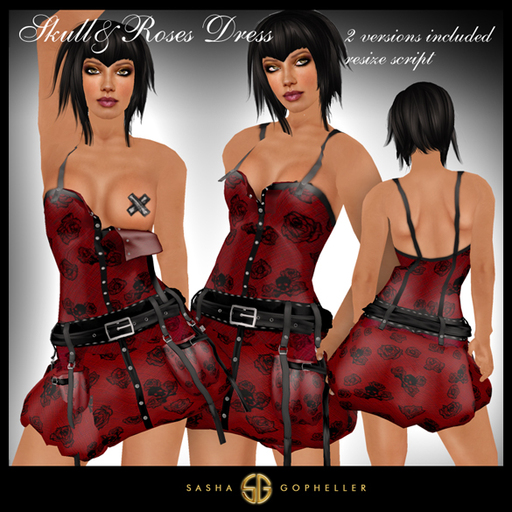 -SG- Skull & Roses Dress Bordo
