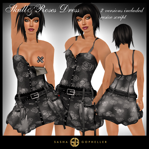 -SG- Skull & Roses Dress Black