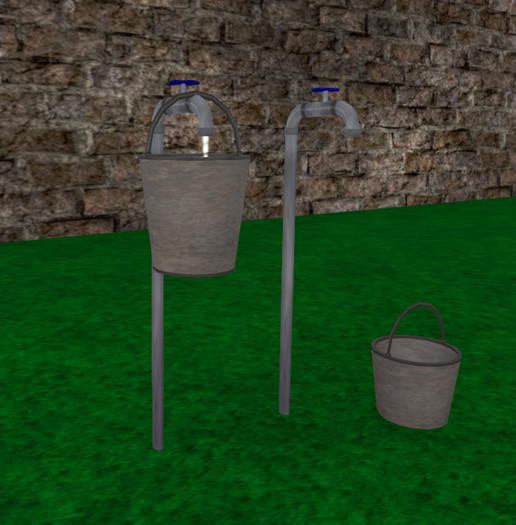 Dakota Designs Working Outdoor Water Spigot with water pail