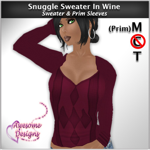 *Awesome Designs Snuggle Sweater In Wine
