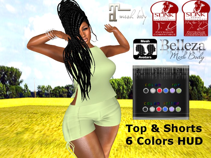 Mesh Sides Tied Top & Shorts