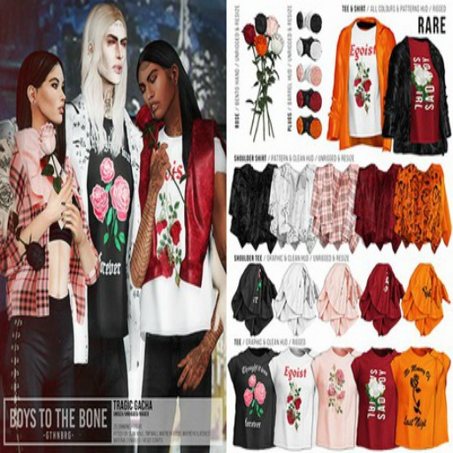 BOYS TO THE BONE tragic gacha - shoulder shirt orange