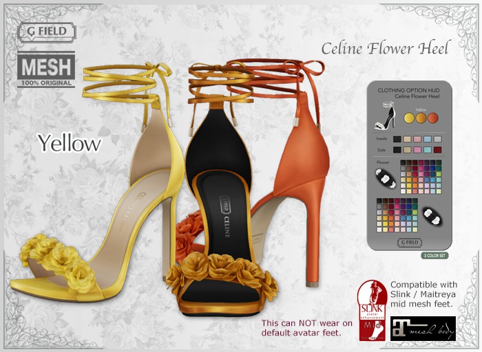 *GF* Celine Flower Heel -Yellow- BOX