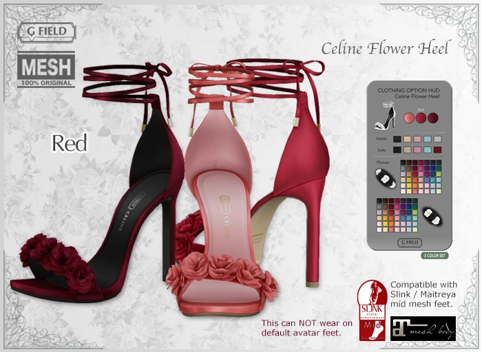 *GF* Celine Flower Heel -Red- BOX