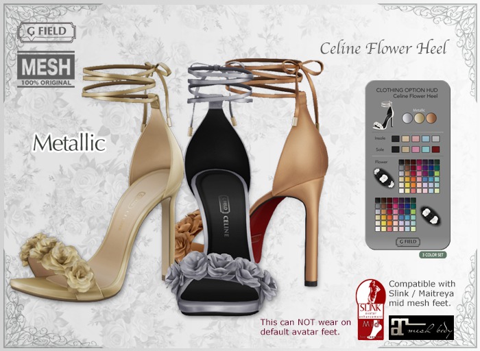 *GF* Celine Flower Heel -Metallic- BOX