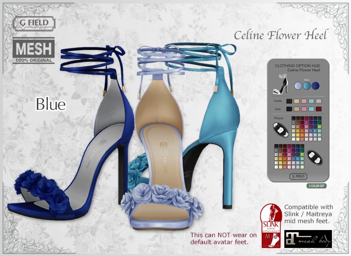 *GF* Celine Flower Heel -Blue- BOX