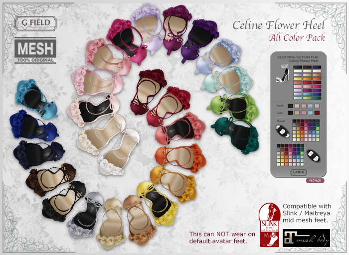 *GF* Celine Flower Heel -27 col pack- BOX