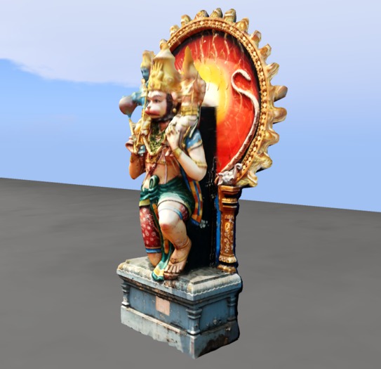 hanuman india statue mesh 6 prim