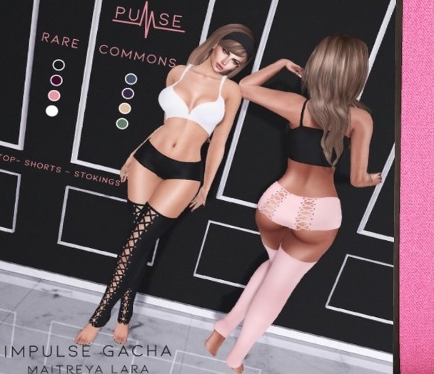 .:PULSE:. ImPULSE Stockings Midfeet - Maitreya - Army / COMMON