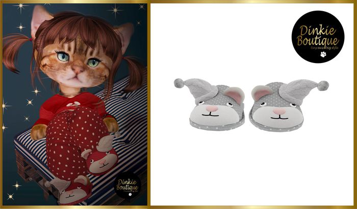 *DB* DINKIES BEAR SLIPPERS  gray