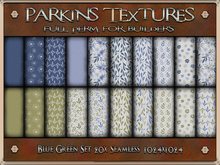 Parkins Textures - Blue Green Set - 20x Full Perm Seamless 1024x1024 - Fabric, Material, Pattern, Cloth, Gown, Dress