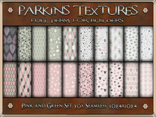 Parkins Textures - Pink & Green Set - 20x Full Perm Seamless 1024x1024 - Fabric, Material, Pattern, Cloth, Gown, Dress