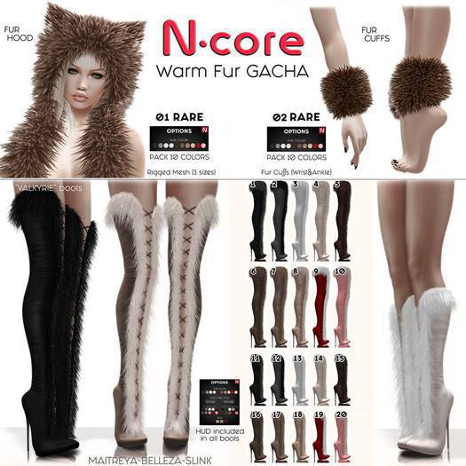7. N-core VALKYRIE Fur Boots (Thigh) BEIGE