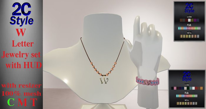 2C STYLE--W Letter mesh Jewelry set with HUD