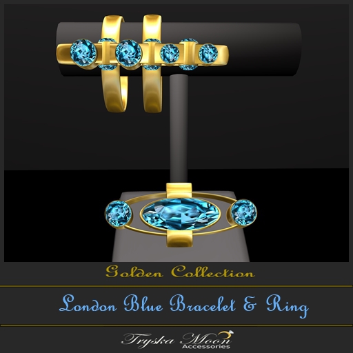 GOLDEN COLLECTION LONDON BLUE BRACELET & RING 