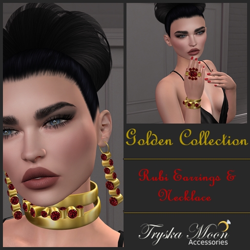 GOLDEN COLLECTION RUBI EARRINGS & NECKLACE